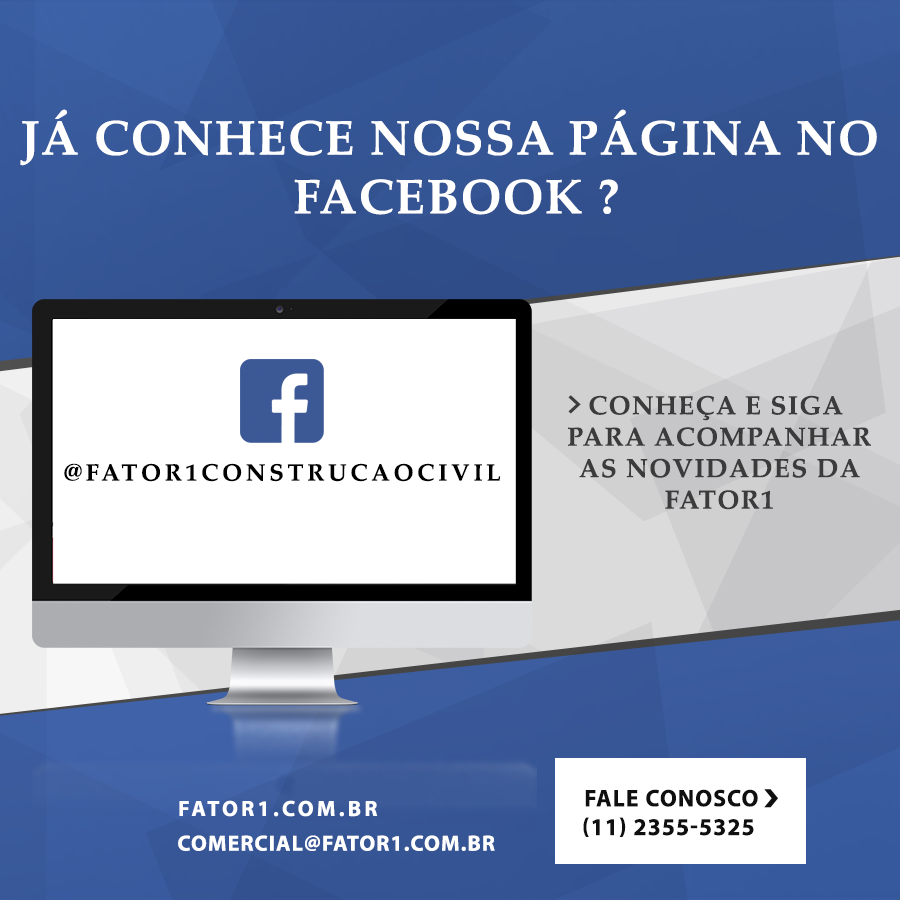 Já Conhece nossa página no Facebook? Conheça e siga para acompanhar as novidades da FATOR 1